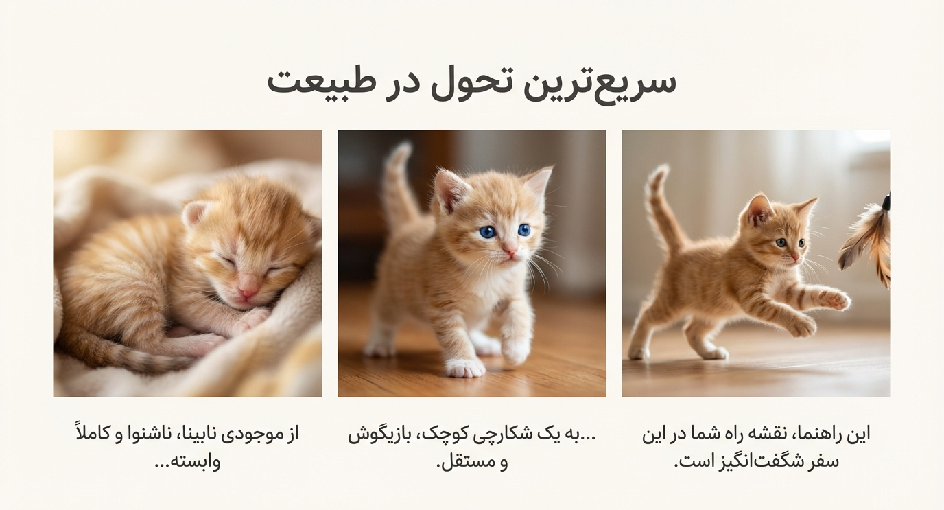 مراحل رشد بچه گربه از تولد تا ۸ هفتگی