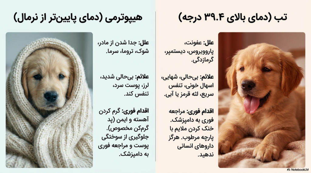 اندازهگیری دمای بدن توله سگ 2 دمای بدن توله